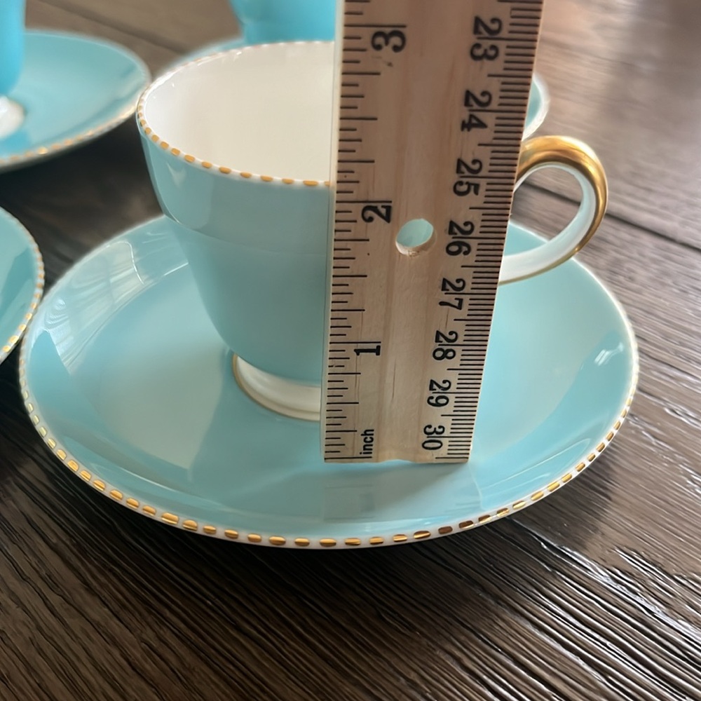 4 Wedgwood Bone China Made in England Blue Demitasse Teacups and Saucers - Picture 12 of 13